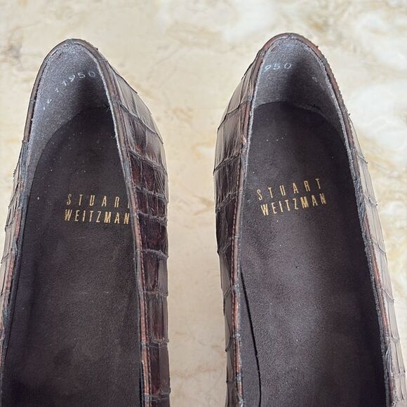 Stuart Weitzman Crocodile Leather Pumps Vintage 2” Heels - Picture 10 of 14